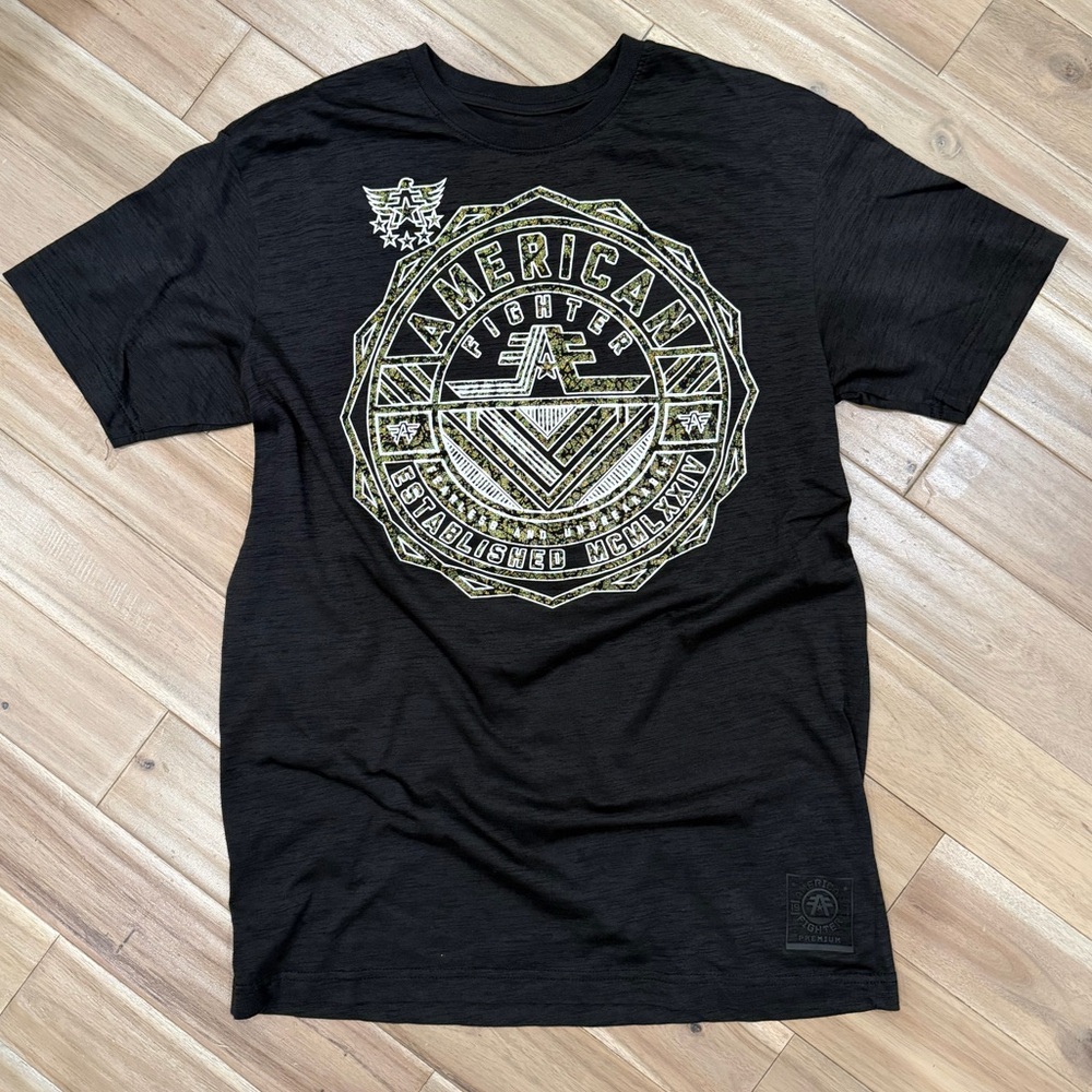 American Fighter Black and Gold Emblem Tee